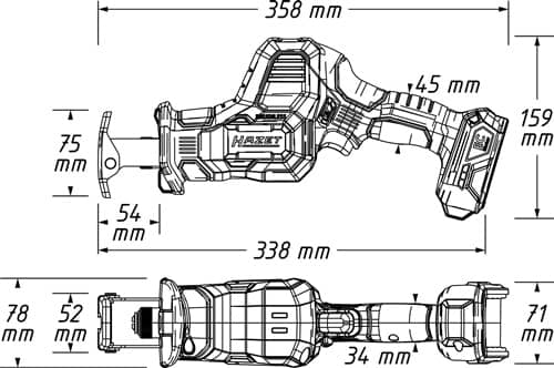 HAZET Akku-Säbelsäge 9534-10 18V 25mm 0-3000min-¹ HAZET