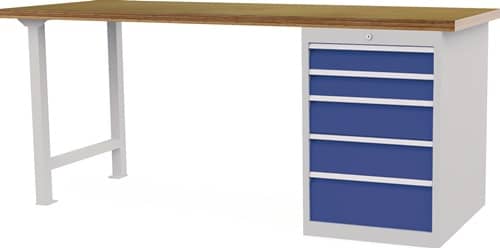 Nordwest Werkbank B2000xT750xH859mm Buche-Multiplex lichtgrau/signalblau 5Schubl.