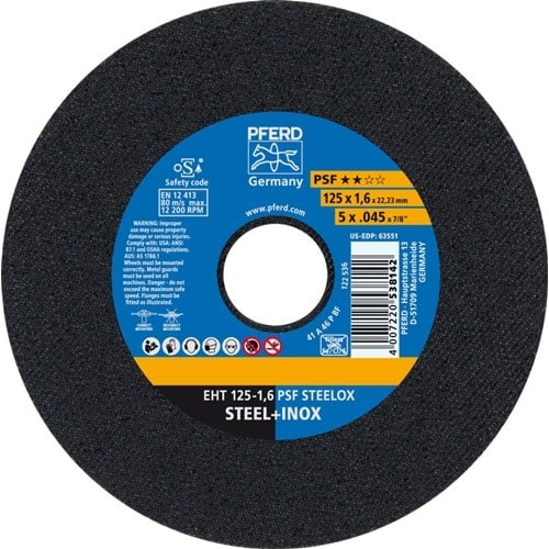 PFERD TOOLS Trennscheibe PSF STEELOX D125x1,6mm ger.INOX Bohr.22,23mm PFERD