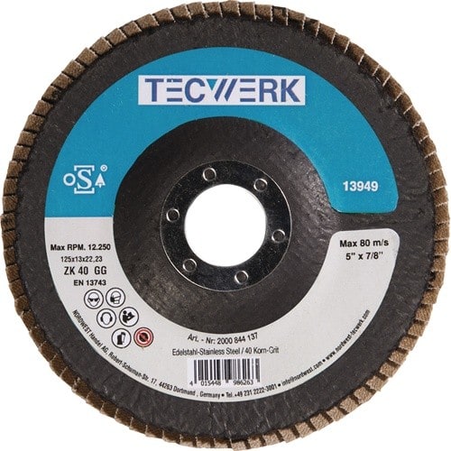 TECWERK Fächerscheibe Action D.125mm K.80 kon.INOX ZK TECWERK
