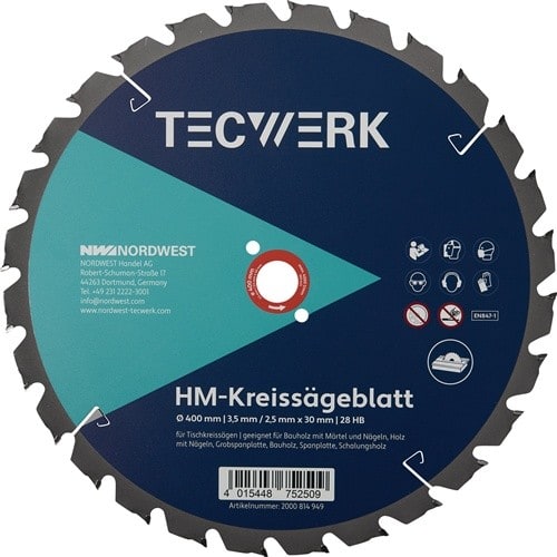 TECWERK Tischkreissägeblatt AD 450mm Z.32 HB Schnitt-B.3,8mm TECWERK