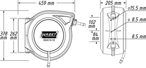 HAZET Druckluftschlauchtrommel 9040N-10 f.Druckluft u.Wasser L.900mm Geh.Ku.