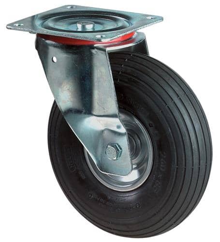 BS ROLLEN Luftrad D.260mm Trgf.130kg Lenkrolle m.Platte Rillenprofil BS ROLLEN
