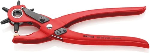 KNIPEX Revolverlochzange Gesamt-L.220mm Öffnungsf.2/2,5/3/3,5/4 u.5mm rot pulv.KNIPEX