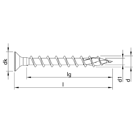 HECO TOPIX-plus A2 4,5 x 40, Beschlagschraube, Senkkopf, Pozi-Drive, Variables Vollgewinde, blank, gleitbeschichtet