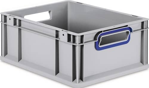 ALLIT Transportstapelbehälter L400xB300xH170mm grau PP offener Griff blau