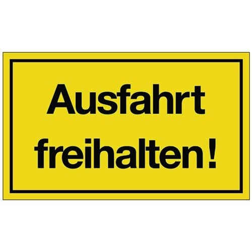Hinweiszeichen Ausfahrt freihalten! L250xB150mm gelb schwarz Ku.