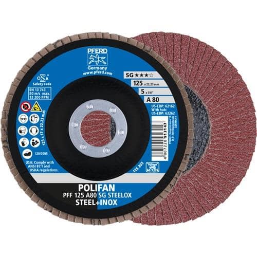 PFERD TOOLS Fächerscheibe POLIFAN A SG STEELOX D.125mm K.80 fl.INOX NK PFERD