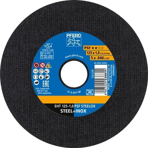 PFERD TOOLS Trennscheibe PSF STEELOX D125x1mm ger.INOX Bohr.22,23mm PFERD
