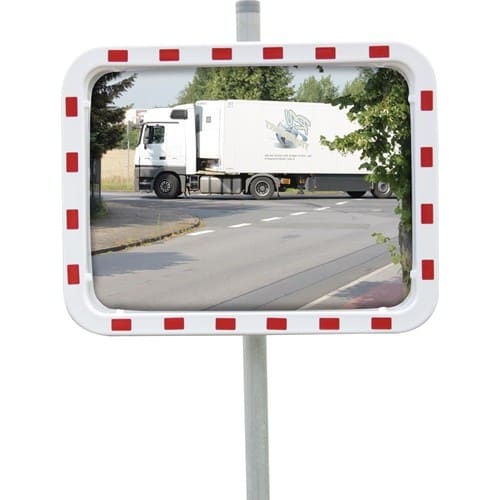 DANCOP Verkehrsspiegel H600xB800mm Kunststoff,rot/weiß 22m DANCOP