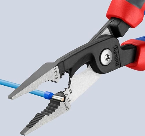 KNIPEX Elektroinstallationszange L.200mm pol.Mehrkomp.-Hülle o.Öffnungsf.KNIPEX
