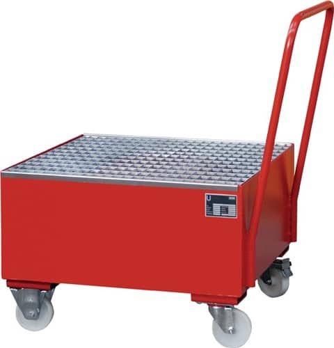 BAUER Auffangwanne Auffangvol.203l L800xB800xH615mm Stahlbl.m.Gitterrost feuerrot