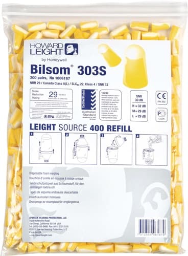 HONEYWELL HOWARD LEIGHT Gehörschutzstöpsel Bilsom 303S EN 352-2 SNR 32 dB Nachfüllpack 200 PA/Pack,Gr.S