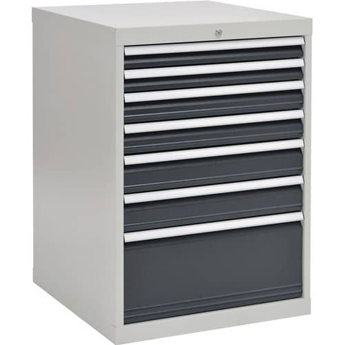 BEDRUNKA+HIRTH Schubladenschrank H1019xB705xT736mm grau/anthr. 2x75,2x100,2x125,1x300mm Schubl.