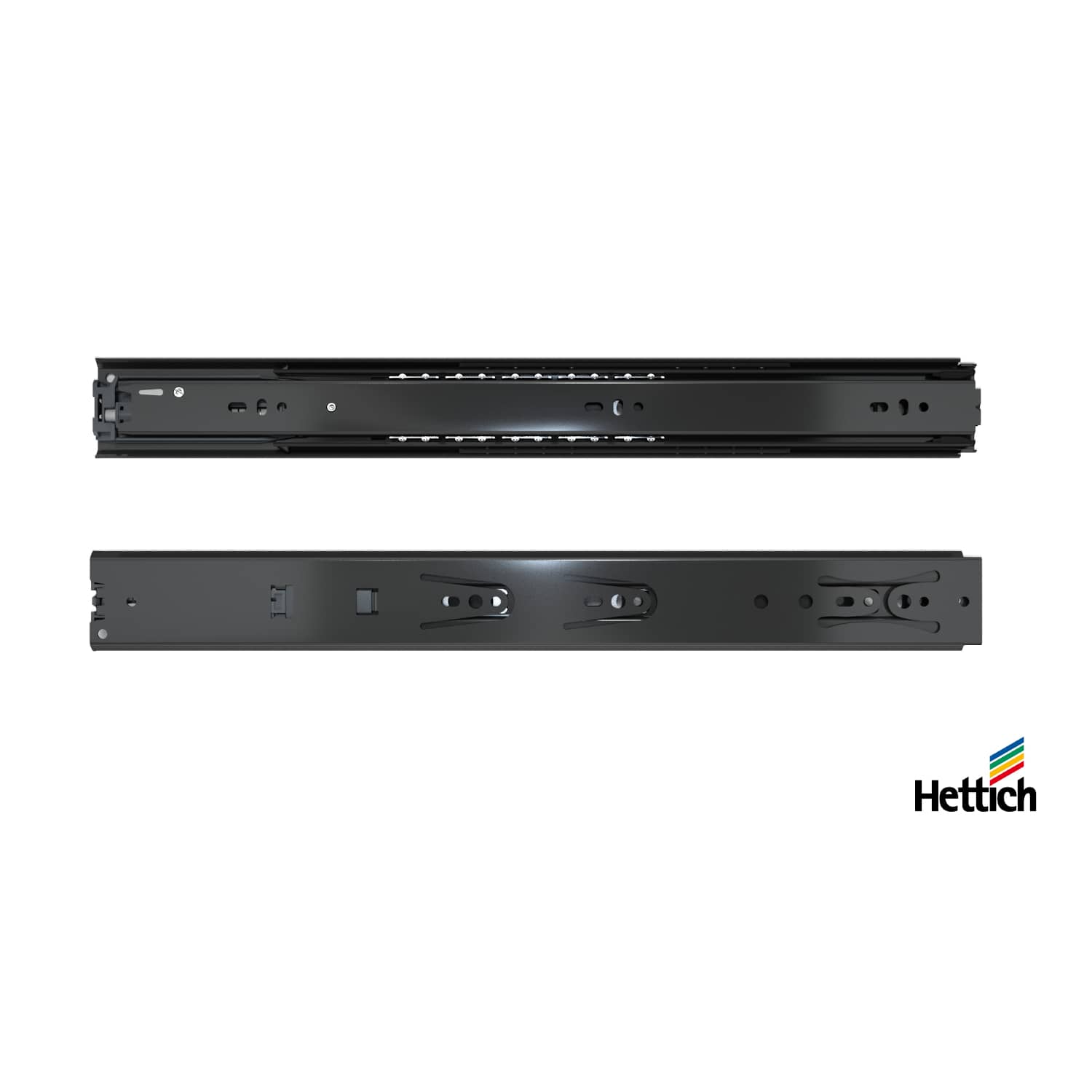 HETTICH Kugelauszug KA 5632, Seitenmontage, Abmessungen (H x B) 46 x 12,7 mm, 450 mm, schwarz, 1073724