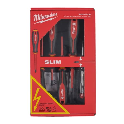MILWAUKEE 5-teiliges Set SL/PZ/Spannungsprüfer Tri-Lobe Schrauberdreher, VDE geprüft