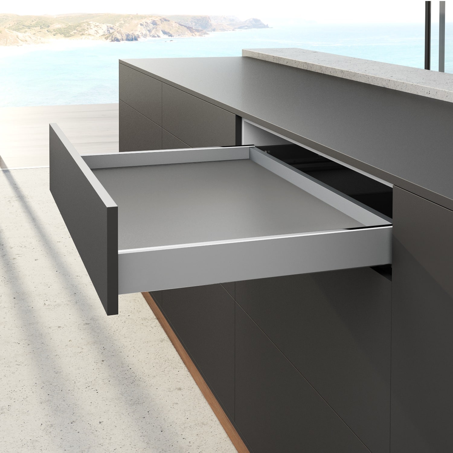 HETTICH AvanTech YOU Set Zarge Höhe 77 mm, NL 450 mm, silber, links und rechts, 9255241
