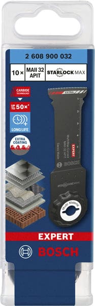 BOSCH EXPERT MultiMax MAII 32 APIT Blatt für Multifunktionswerkzeuge, 32 mm, 10 Stück. Für oszillierende Multifunktionswerkzeuge