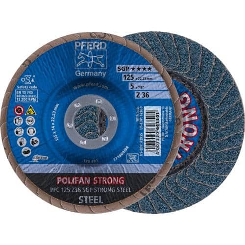 PFERD TOOLS Fächerscheibe POLIFAN Z SGP STRONG STEEL D.125mm K.36 kon.INOX ZK PFERD