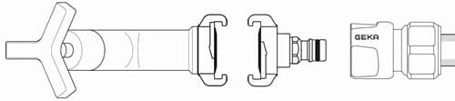 GEKA Übergangsstück GEKA plus MS verchr.Klaue u.Stecker GEKA