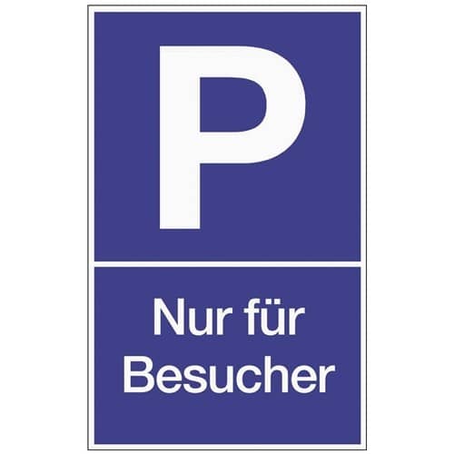 Parkplatzbeschilderung Parken f.Besucher L250xB400mm Ku.blau/weiß