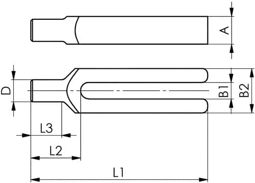 AMF Gabelspanneisen DIN 6315C Schlitz-B.33mm L.400mm f.Spannschraube M30 AMF