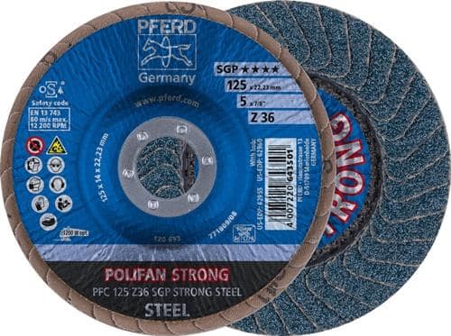 PFERD TOOLS Fächerscheibe POLIFAN Z SGP STRONG STEEL D.125mm K.36 kon.INOX ZK PFERD