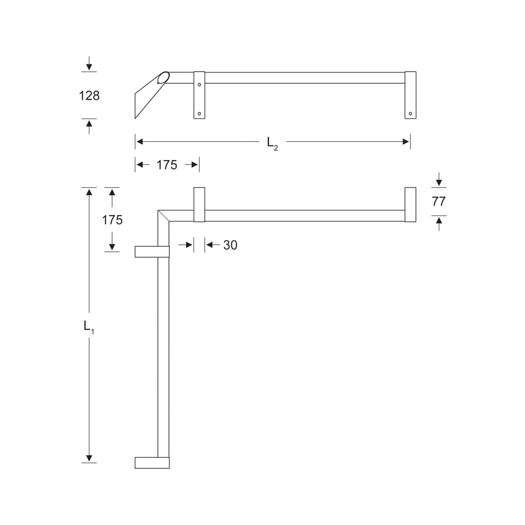 KWS Handlauf-Kombination A100, 90° 975x975 Anthrazitgrau