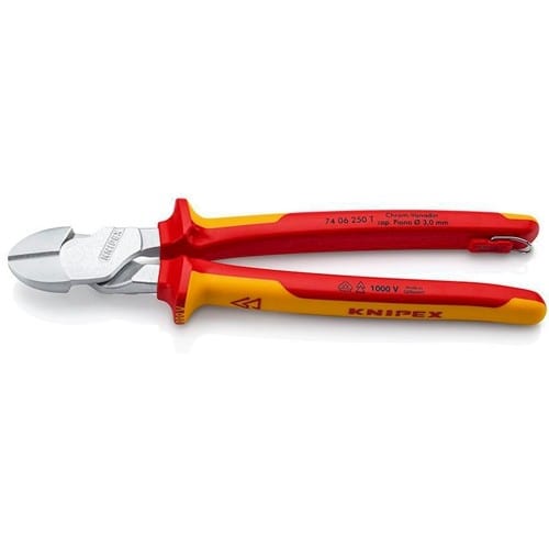 KNIPEX Kraft-Seitenschneider isoliert m.MK-Hüllen VDE verchromt 250mm