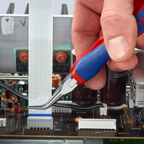 KNIPEX Elektronik-Greifzange Gesamt-L.145mm flachrunde Backen Form 8 Mehrkomp.-Hüllen