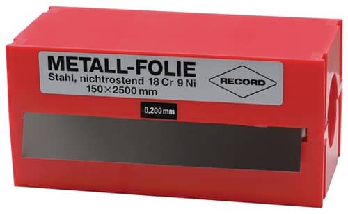 RECORD Metallfolie D.0,150mm VA 1.4301 L.2500mm B.150mm RECORD