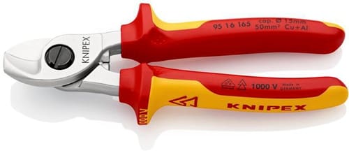 KNIPEX Kabelschere L.165mm Kopf verchr.VDE Mehrkomp.-Hüllen Form 1 KNIPEX