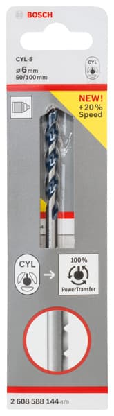 BOSCH Betonbohrer CYL-5, Blue Granite, 6 x 50 x 100 mm