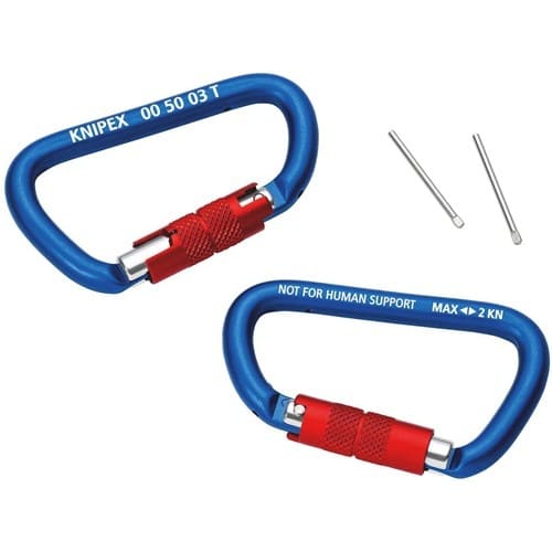 KNIPEX Materialkarabiner L.81mm m.Schraubverschluss blau besch.KNIPEX