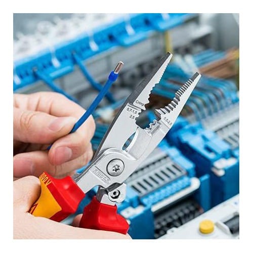 KNIPEX Elektroinstallationszange L.200mm VDE verchr.Mehrkomp.-Hüllen m.Öffnungsf.KNIPEX