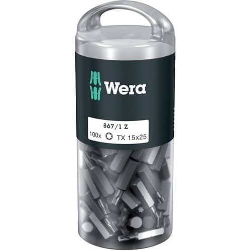 WERA Bitgroßpackung 867/1 Z 1/4 Zoll T 15 L.25mm DIN ISO 1173,Form C 6,3 100St./Box