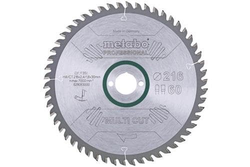 METABO Kreissägeblatt multi cut professional HW/CT D216xB2,4x30mm 60Z. Flach-Trapezzahn