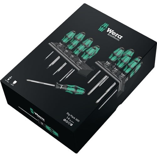 WERA Schraubendrehersatz Kraftform Big Pk.300 14-tlg.Schlitz/PH/PZD/TX 2K-Griff