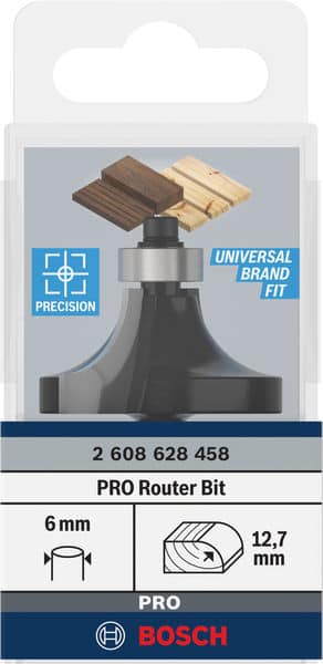 BOSCH Abrundfräser 6 mm, R1 12,7 mm, D 38,1 mm, L 18,6 mm, G 60 mm