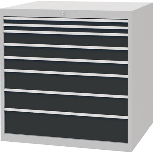 BEDRUNKA+HIRTH Schubladenschrank H1019xB1005xT736mm lichtgrau/grau 8 Schubl.Vollauszug Bedrunka