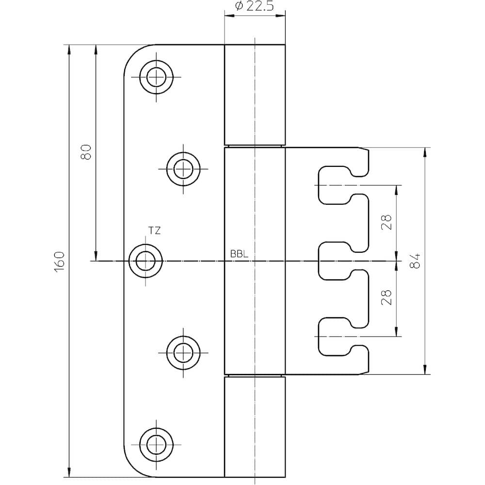 SIMONSWERK Objektband VARIANT® VX 7729/160-4 Edelstahl, 300 kg Tragkraft, edelstahl