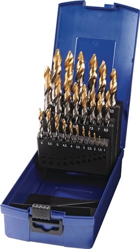 TECWERK Spiralbohrersatz DIN 338 TypN D.1-10x0,5mm HSS TiN-kopfb.