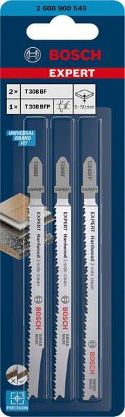 BOSCH EXPERT ‘Hardwood 2-side clean‘ Stichsägeblatt-Set, 2-tlg., T308BF/BFP. Für Stichsägen