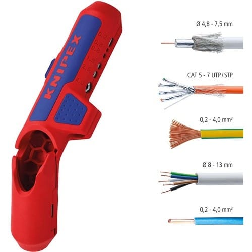 KNIPEX Univ.Abmantelungswerkzeug ErgoStrip® Gesamt-L.130mm f.Linkshänder KNIPEX