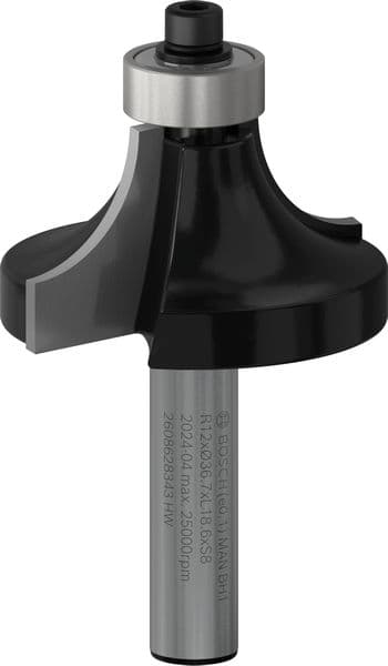 BOSCH Abrundfräser Standard for Wood, 8 mm, R1 12 mm, L 19 mm, G 60 mm