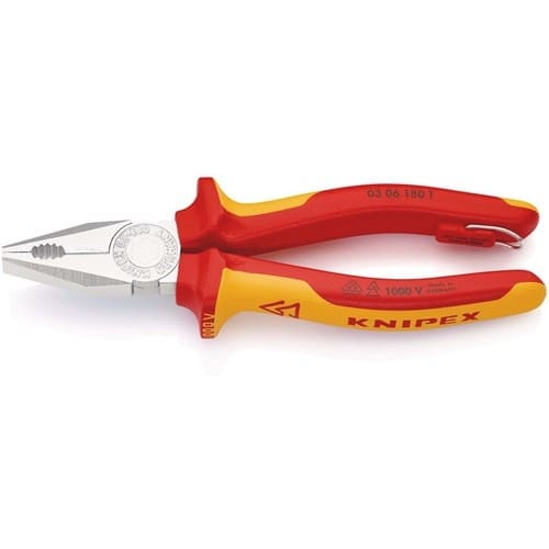 KNIPEX Kombizange L.180mm Mehrkomp.-Hüllen verchr.VDE m.Öse KNIPEX