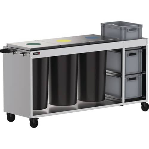 FLORA Reinigungswagen 3 Tonnen á 60l,3 Kisten STA FLORA