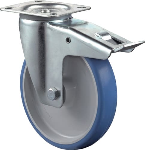 BS ROLLEN Lenkrolle m.Festst.D.80mm Trgf.100kg m.Festst.PU 104x80mm blau BS ROLLEN