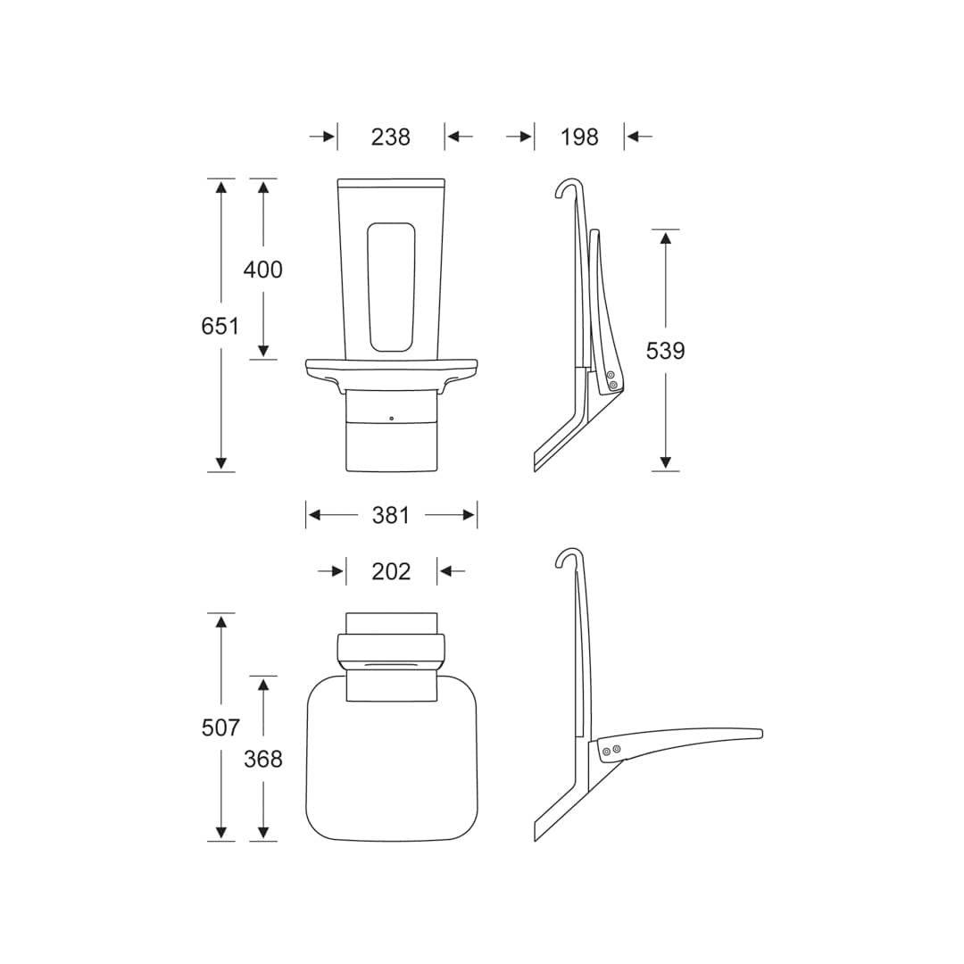 KWS Einhängesitz mit Wandabstützung A100 Sitz 381x368 mm Graphitgrau / Anthrazitgrau