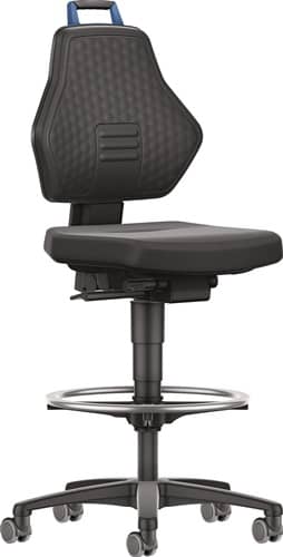TECWERK Arbeitsdrehstuhl Rl.+Fußring Supertec schwarz Grifffarbe blau 580-860mm TECWERK